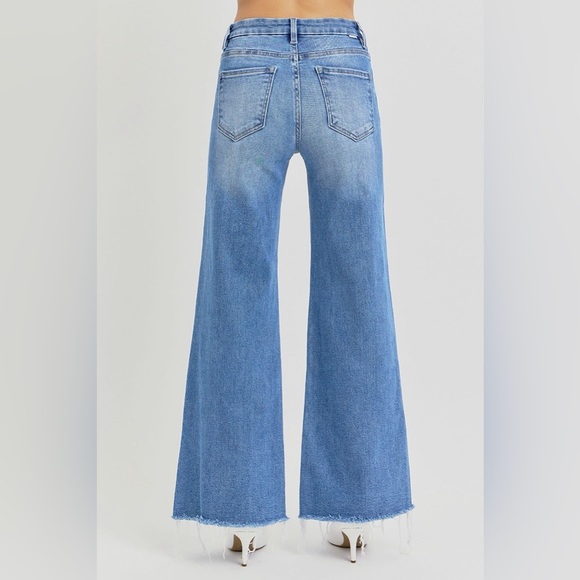 Tummy Control High Rise Medium Wash Wide Leg Jeans - Risen - Picture 3 of 7